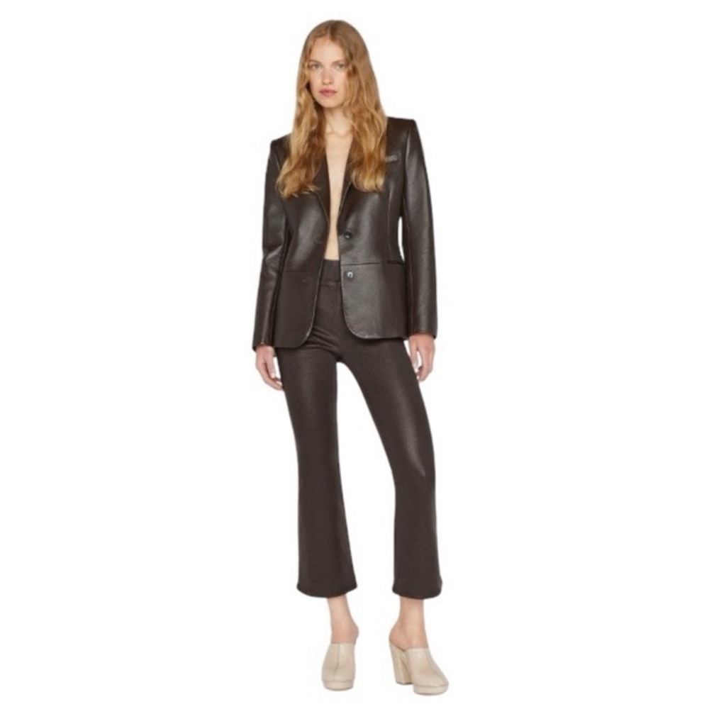 Frame The Jetset Crop Mini Boot cut Coated Stretch-Denim Flared Jeans
